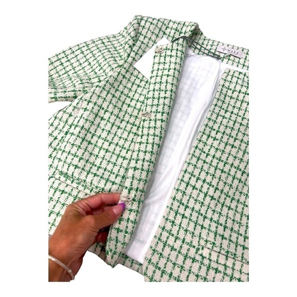 Wayf Where Are You From Cropped Jacket Set Green/Cream NWT Women’s Size M - Picture 4 of 16